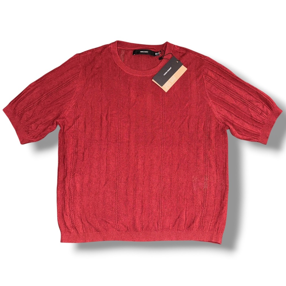 Vero Moda Red Short-Sleeve Knit Sweater